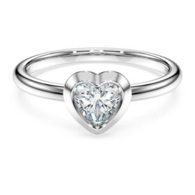 Eternity Solitaire Ring Lab-Grown Diamonds 0.5 Ct Tw, Heart Shape, Sterling Silver