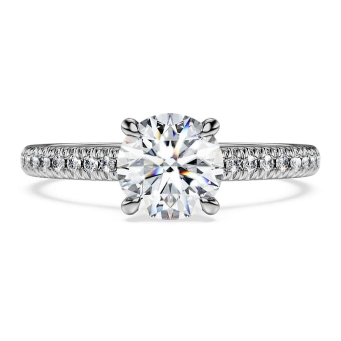 Eternity Solitaire Ring Lab-Grown Diamonds 1.2 Ct Tw, Round Shape, 14K White Gold Eternity Solitaire Ring Lab-Grown Diamonds 1.2 Ct Tw, Round Shape, 14K White Gold
