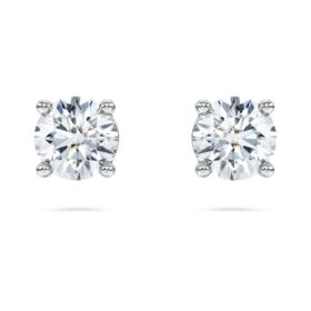 Eternity Solitaire Stud Earrings Lab-Grown Diamonds 1 Ct Tw, Round Shape, 14K White Gold