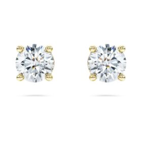 Eternity Solitaire Stud Earrings Lab-Grown Diamonds 1 Ct Tw, Round Shape, 14K Yellow Gold