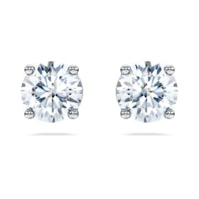 Eternity Solitaire Stud Earrings Lab-Grown Diamonds 2 Ct Tw, Round Shape, 14K White Gold