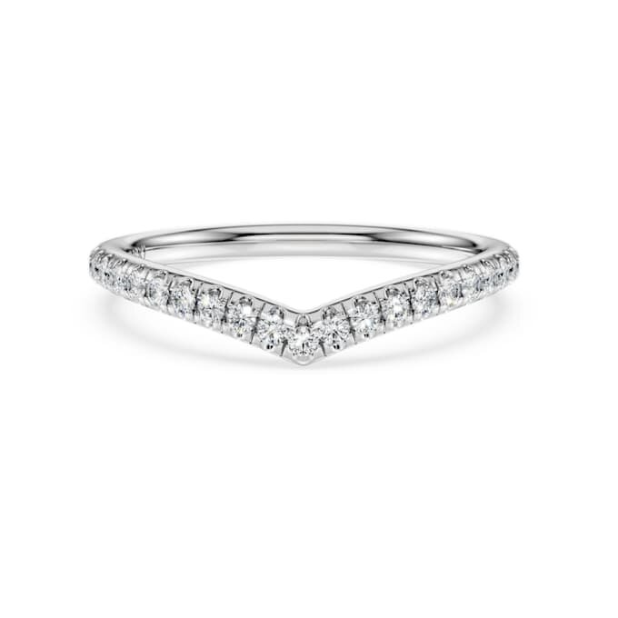 Eternity V Band Ring Lab-Grown Diamonds 0.25 Ct Tw, Round Shape, 14K White Gold Eternity V Band Ring Lab-Grown Diamonds 0.25 Ct Tw, Round Shape, 14K White Gold