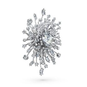 Galaxy Brooch Lab-Grown Diamonds 15.71 Ct Tw, Mixed Shapes, 18K White Gold