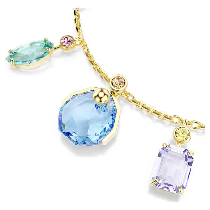 Gema Bracelet Mixed Cuts, Dangling Crystals, Multicolored, Gold-Tone Plated Gema Bracelet Mixed Cuts, Dangling Crystals, Multicolored, Gold-Tone Plated