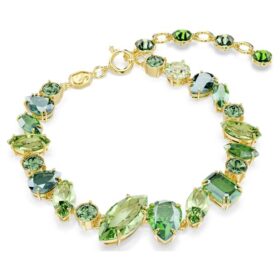 Gema Bracelet Mixed Cuts, Green, Gold-Tone Plated