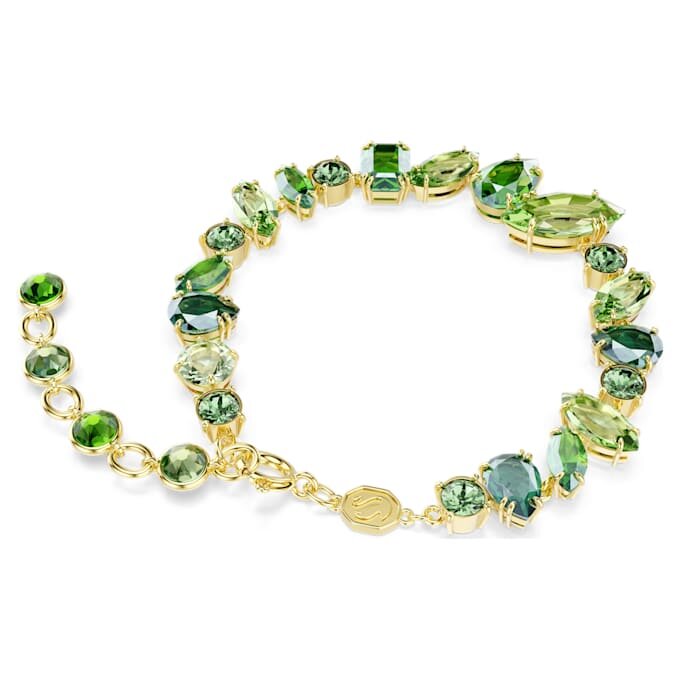 Gema Bracelet Mixed Cuts, Green, Gold-Tone Plated Gema Bracelet Mixed Cuts, Green, Gold-Tone Plated