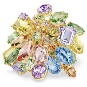 Gema Cocktail Ring Mixed Cuts, Multicolored, Gold-Tone Plated Gema Cocktail Ring Mixed Cuts, Multicolored, Gold-Tone Plated