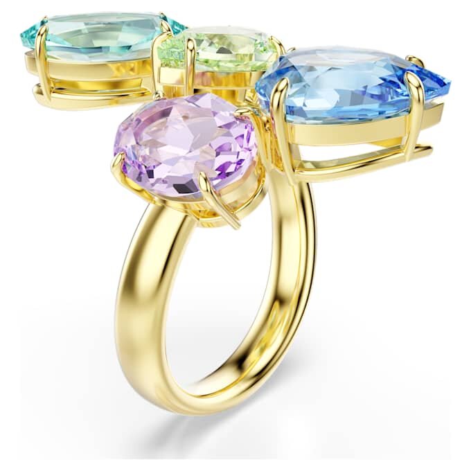 Gema Cocktail Ring Mixed Cuts, Multicolored, Gold-Tone Plated Gema Cocktail Ring Mixed Cuts, Multicolored, Gold-Tone Plated