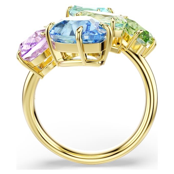 Gema Cocktail Ring Mixed Cuts, Multicolored, Gold-Tone Plated Gema Cocktail Ring Mixed Cuts, Multicolored, Gold-Tone Plated