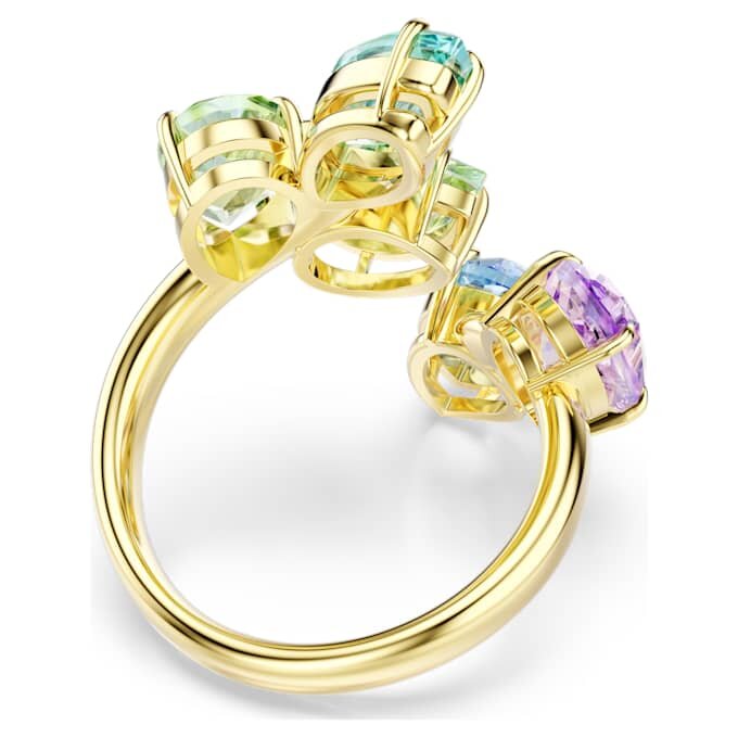 Gema Cocktail Ring Mixed Cuts, Multicolored, Gold-Tone Plated Gema Cocktail Ring Mixed Cuts, Multicolored, Gold-Tone Plated