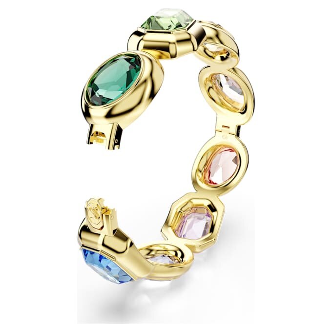 Gema Cuff Oversized Crystals, Mixed Cuts, Multicolored, Gold-Tone Plated Gema Cuff Oversized Crystals, Mixed Cuts, Multicolored, Gold-Tone Plated