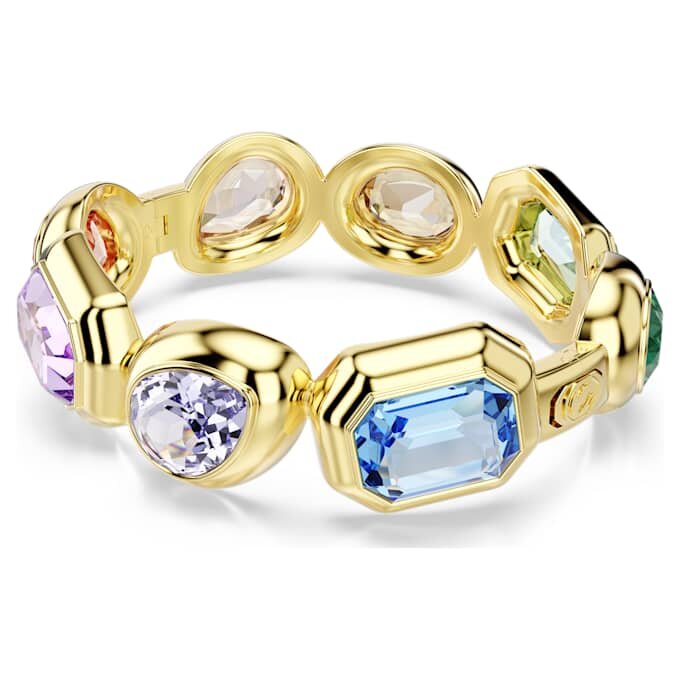 Gema Cuff Oversized Crystals, Mixed Cuts, Multicolored, Gold-Tone Plated Gema Cuff Oversized Crystals, Mixed Cuts, Multicolored, Gold-Tone Plated