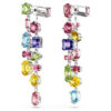 Gema Drop Earrings Asymmetrical Design, Mixed Cuts, Long, Multicolored, Rhodium Plated Gema Drop Earrings Asymmetrical Design, Mixed Cuts, Long, Multicolored, Rhodium Plated