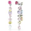 Gema Drop Earrings Asymmetrical Design, Mixed Cuts, Long, Multicolored, Rhodium Plated Gema Drop Earrings Asymmetrical Design, Mixed Cuts, Long, Multicolored, Rhodium Plated