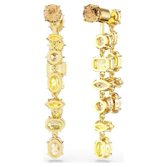 Gema Drop Earrings Asymmetrical Design, Mixed Cuts, Long, Yellow, Gold-Tone Plated Gema Drop Earrings Asymmetrical Design, Mixed Cuts, Long, Yellow, Gold-Tone Plated