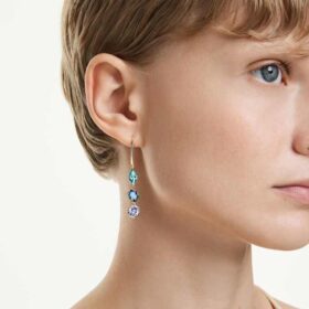 Gema Drop Earrings Asymmetrical Design, Mixed Cuts, Multicolored, Gold-Tone Plated