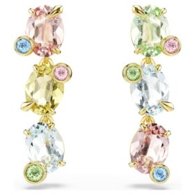 Gema Drop Earrings Asymmetrical Design, Mixed Cuts, Multicolored, Gold-Tone Plated