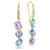 Gema Drop Earrings Asymmetrical Design, Mixed Cuts, Multicolored, Gold-Tone Plated Gema Drop Earrings Asymmetrical Design, Mixed Cuts, Multicolored, Gold-Tone Plated