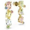 Gema Drop Earrings Asymmetrical Design, Mixed Cuts, Multicolored, Gold-Tone Plated Gema Drop Earrings Asymmetrical Design, Mixed Cuts, Multicolored, Gold-Tone Plated