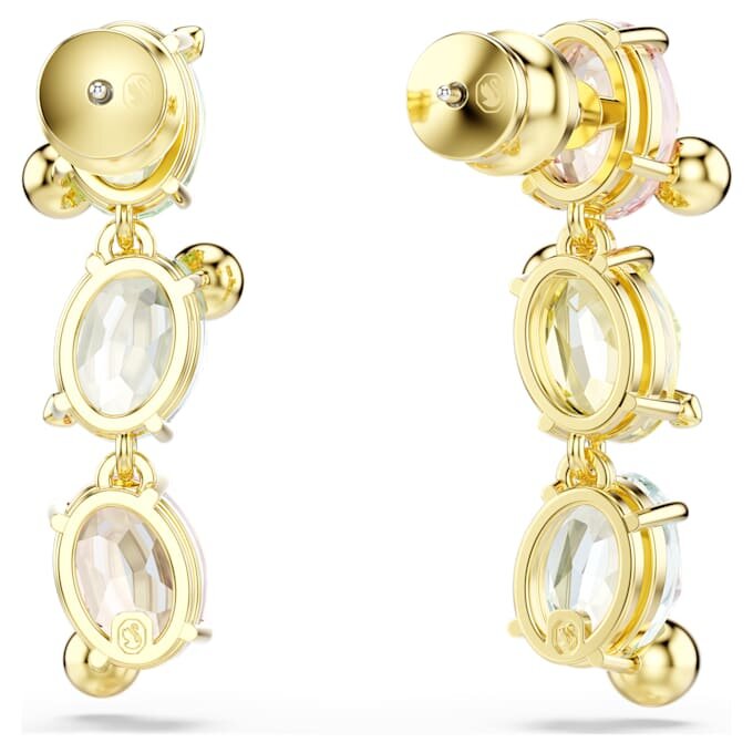 Gema Drop Earrings Asymmetrical Design, Mixed Cuts, Multicolored, Gold-Tone Plated Gema Drop Earrings Asymmetrical Design, Mixed Cuts, Multicolored, Gold-Tone Plated
