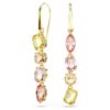 Gema Drop Earrings Asymmetrical Design, Mixed Cuts, Pink, Gold-Tone Plated Gema Drop Earrings Asymmetrical Design, Mixed Cuts, Pink, Gold-Tone Plated