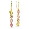 Gema Drop Earrings Asymmetrical Design, Mixed Cuts, Pink, Gold-Tone Plated Gema Drop Earrings Asymmetrical Design, Mixed Cuts, Pink, Gold-Tone Plated