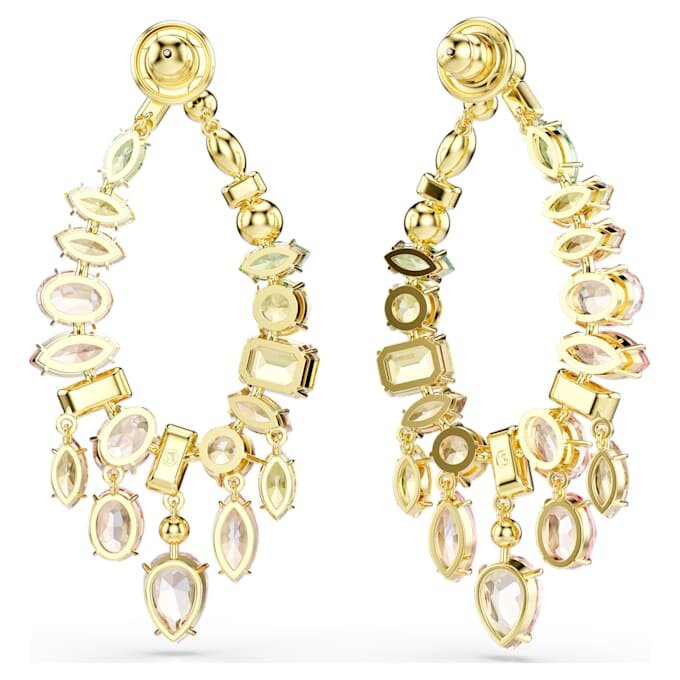 Gema Drop Earrings Mixed Cuts, Chandelier, Multicolored, Gold-Tone Plated Gema Drop Earrings Mixed Cuts, Chandelier, Multicolored, Gold-Tone Plated