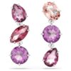 Gema Drop Earrings Mixed Cuts, Pink, Rhodium Plated Gema Drop Earrings Mixed Cuts, Pink, Rhodium Plated