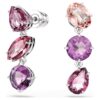 Gema Drop Earrings Mixed Cuts, Pink, Rhodium Plated Gema Drop Earrings Mixed Cuts, Pink, Rhodium Plated