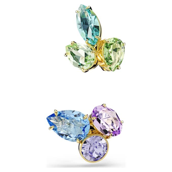 Gema Ear Cuffs Asymmetrical Design, Mixed Cuts, Multicolored, Gold-Tone Plated Gema Ear Cuffs Asymmetrical Design, Mixed Cuts, Multicolored, Gold-Tone Plated