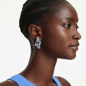 Gema Earring Jackets Mixed Cuts, Multicolored, Gold-Tone Plated