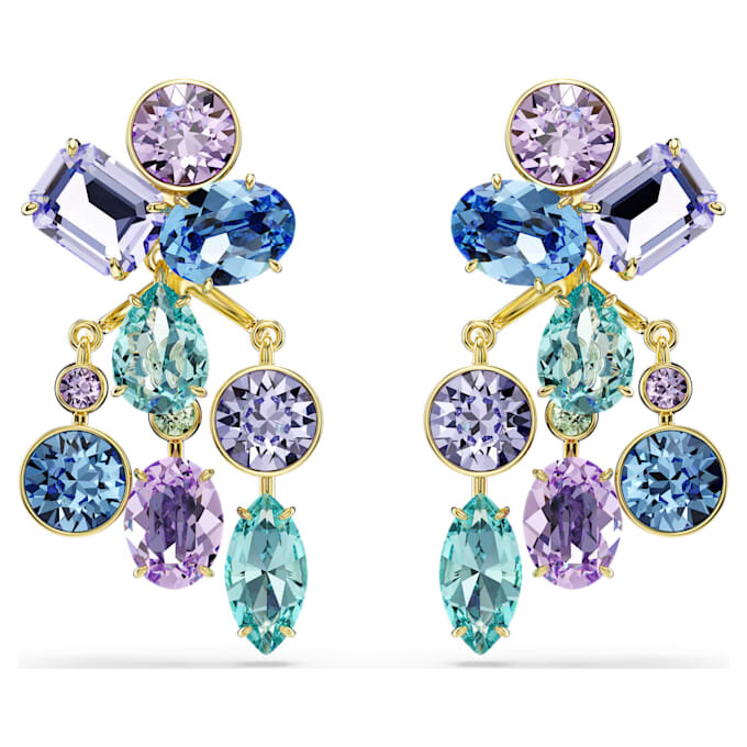 Gema Earring Jackets Mixed Cuts, Multicolored, Gold-Tone Plated Gema Earring Jackets Mixed Cuts, Multicolored, Gold-Tone Plated