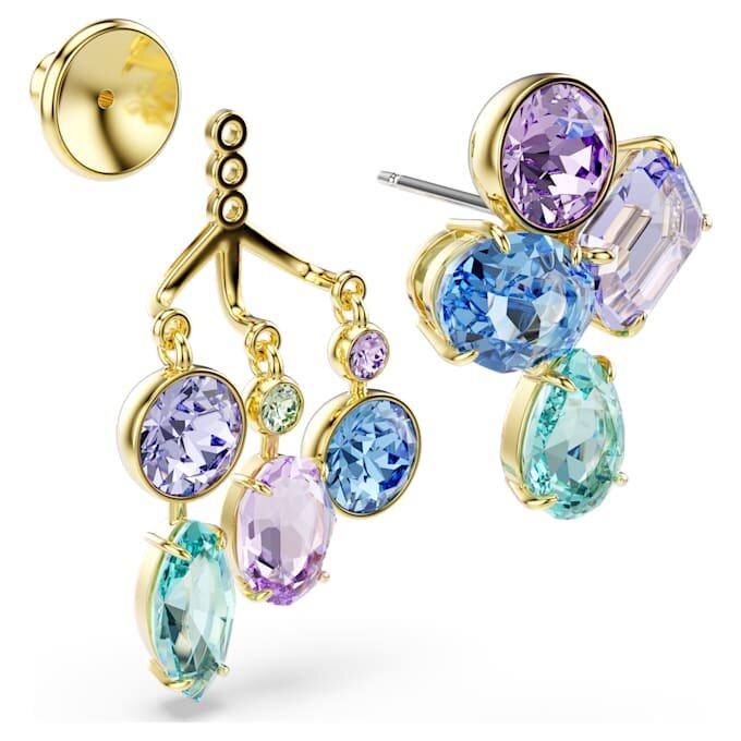 Gema Earring Jackets Mixed Cuts, Multicolored, Gold-Tone Plated Gema Earring Jackets Mixed Cuts, Multicolored, Gold-Tone Plated