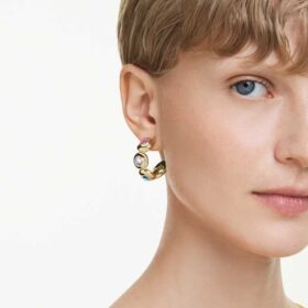 Gema Hoop Earrings Mixed Cuts, Multicolored, Gold-Tone Plated