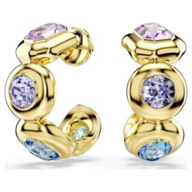 Gema Hoop Earrings Mixed Cuts, Multicolored, Gold-Tone Plated