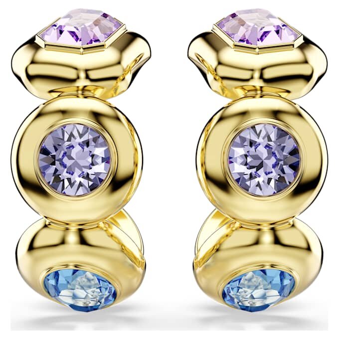 Gema Hoop Earrings Mixed Cuts, Multicolored, Gold-Tone Plated Gema Hoop Earrings Mixed Cuts, Multicolored, Gold-Tone Plated