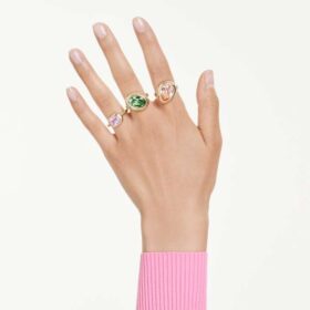 Gema Motif Ring Set (3), Multicolored, Gold-Tone Plated Gema Motif Ring Set (3), Multicolored, Gold-Tone Plated