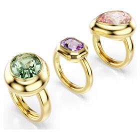 Gema Motif Ring Set (3), Multicolored, Gold-Tone Plated Gema Motif Ring Set (3), Multicolored, Gold-Tone Plated