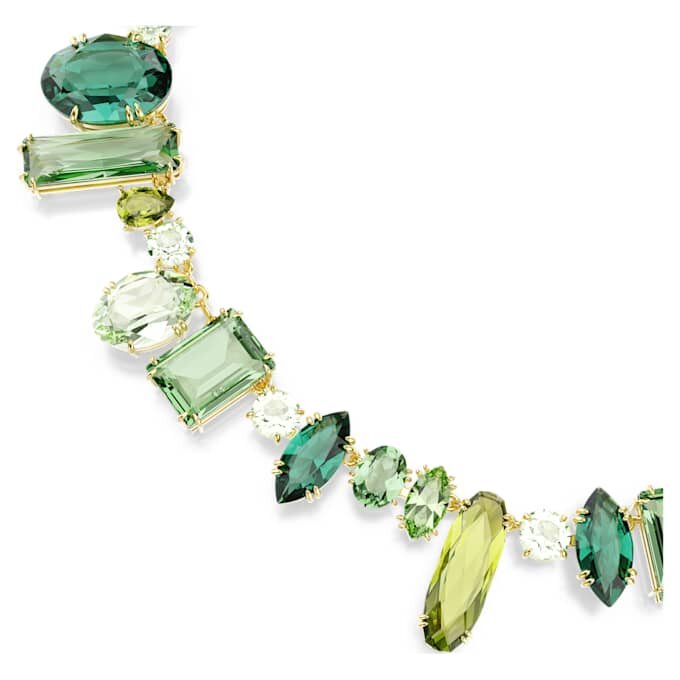 Gema Necklace Mixed Cuts, Green, Gold-Tone Plated Gema Necklace Mixed Cuts, Green, Gold-Tone Plated
