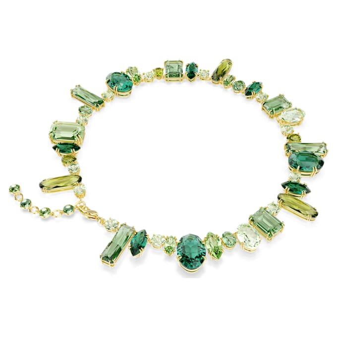 Gema Necklace Mixed Cuts, Green, Gold-Tone Plated Gema Necklace Mixed Cuts, Green, Gold-Tone Plated