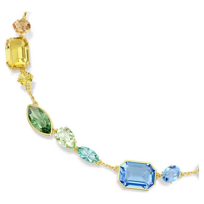 Gema Necklace Mixed Cuts, Multicolored, Gold-Tone Plated Gema Necklace Mixed Cuts, Multicolored, Gold-Tone Plated