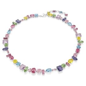 Gema Necklace Mixed Cuts, Multicolored, Rhodium Plated