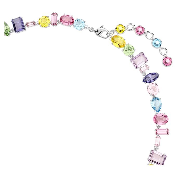 Gema Necklace Mixed Cuts, Multicolored, Rhodium Plated Gema Necklace Mixed Cuts, Multicolored, Rhodium Plated