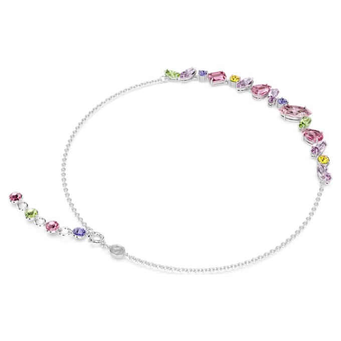 Gema Necklace Mixed Cuts, Multicolored, Rhodium Plated Gema Necklace Mixed Cuts, Multicolored, Rhodium Plated