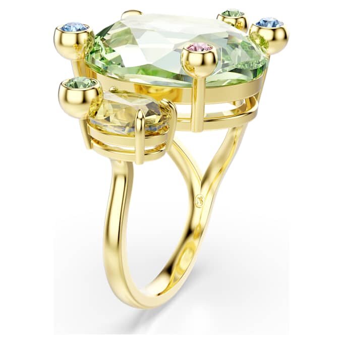 Gema Open Ring Mixed Cuts, Multicolored, Gold-Tone Plated Gema Open Ring Mixed Cuts, Multicolored, Gold-Tone Plated