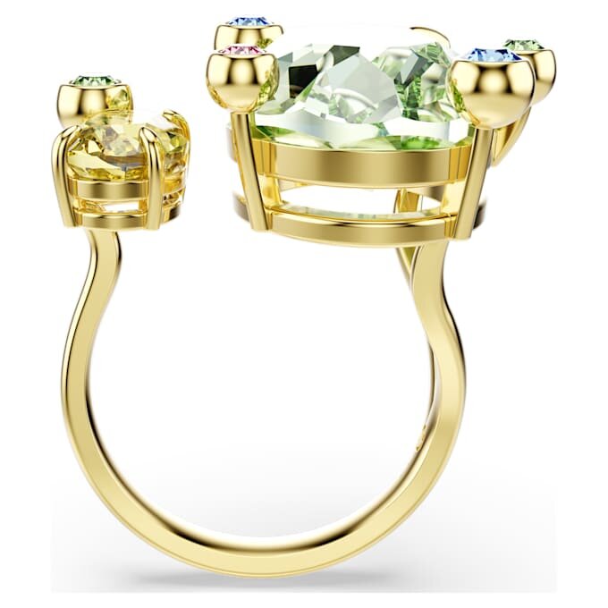 Gema Open Ring Mixed Cuts, Multicolored, Gold-Tone Plated Gema Open Ring Mixed Cuts, Multicolored, Gold-Tone Plated