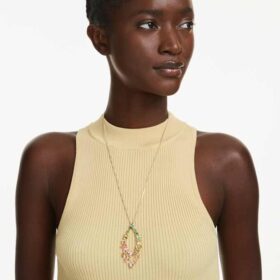 Gema Pendant Mixed Cuts, Multicolored, Gold-Tone Plated