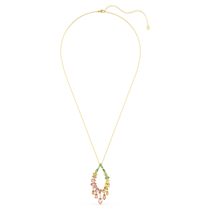 Gema Pendant Mixed Cuts, Multicolored, Gold-Tone Plated Gema Pendant Mixed Cuts, Multicolored, Gold-Tone Plated