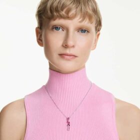Gema Pendant Mixed Cuts, Pink, Rhodium Plated