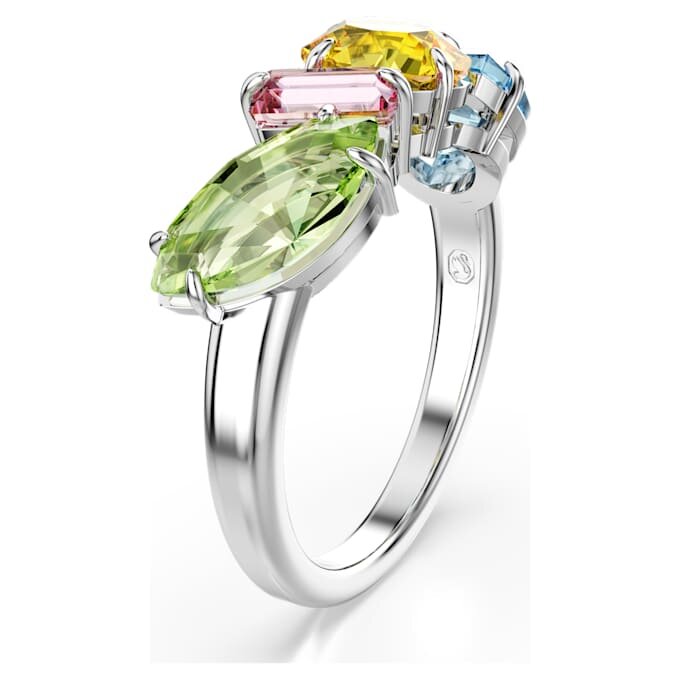 Gema Ring Mixed Cuts, Multicolored, Rhodium Plated Gema Ring Mixed Cuts, Multicolored, Rhodium Plated